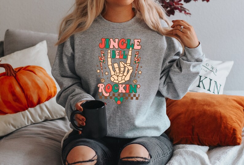 Jingle Bell Shirt, Rockin Shirt, Skeleton Christmas, Rock and Roll, Jingle Bell, jingle bell gifts, christmas season tee, Jingle Bell Rock, image 6
