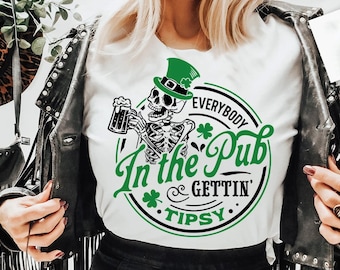 Camiseta "Todos en el pub se ponen ebrios", camiseta del Día de San Patricio, sudadera con trébol, suéter del Día de San Patricio, regalos irlandeses, camiseta de la suerte para mujeres