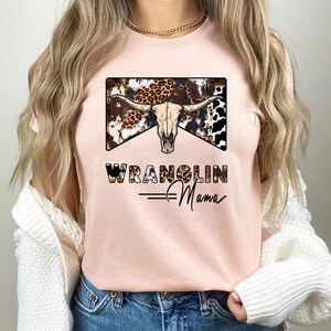 Wranglin Mama shirt,mommy and me outfits, Western Clothes, mama and mini, Country Shirts, Western Graphic Tee, western shirt, cowboy shirt, image 2