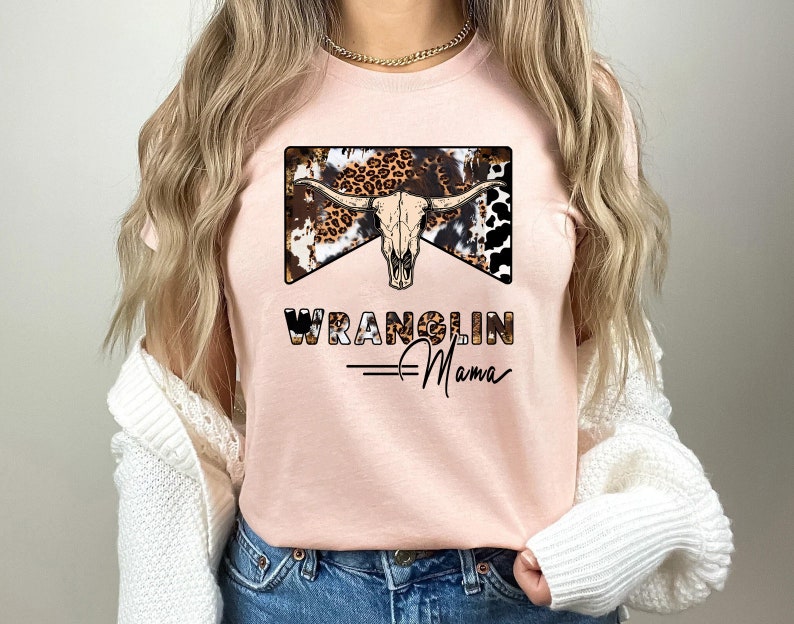 Wranglin Mama shirt,mommy and me outfits, Western Clothes, mama and mini, Country Shirts, Western Graphic Tee, western shirt, cowboy shirt, image 2