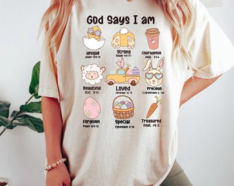 Gott sagt ich bin einzigartig stark Ostern Shirt, Ostern Shirt, Osterlehrer Shirt, Osterhase Shirt, Gott sagt ich bin Shirt, Bibel Vers Shirt