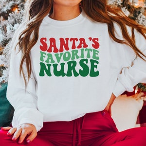 Santa Favorite Nurse, Christmas nurse tee, holiday nurse shirt, Nurse Shirt, Nurse Holiday Gift, Cute Santa Shirt, Retro Santa Shirt image 5
