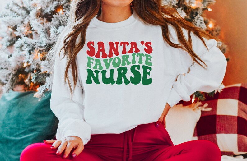 Santa Favorite Nurse, Christmas nurse tee, holiday nurse shirt, Nurse Shirt, Nurse Holiday Gift, Cute Santa Shirt, Retro Santa Shirt image 5