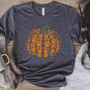 paw pumpkin shirt, paw print shirt, pumpkin dog shirt, dog halloween shirt,retro pumpkin, Halloween Shirt, Halloween Sweatshirt,Thanksgiving image 2