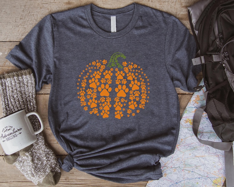 paw pumpkin shirt, paw print shirt, pumpkin dog shirt, dog halloween shirt,retro pumpkin, Halloween Shirt, Halloween Sweatshirt,Thanksgiving image 2