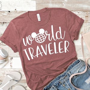 World Traveler , Disney Shirts for Women, Minnie Mouse, Disneyland Trip Birthday Outfits, Cute T-Shirts, Unisex Shirts