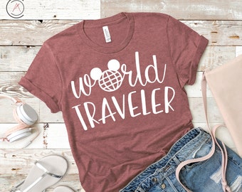 World Traveler , Disney Shirts for Women, Minnie Mouse, Disneyland Trip Birthday Outfits, Cute T-Shirts, Unisex Shirts
