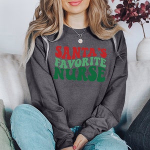 Santa Favorite Nurse, Christmas nurse tee, holiday nurse shirt, Nurse Shirt, Nurse Holiday Gift, Cute Santa Shirt, Retro Santa Shirt image 4