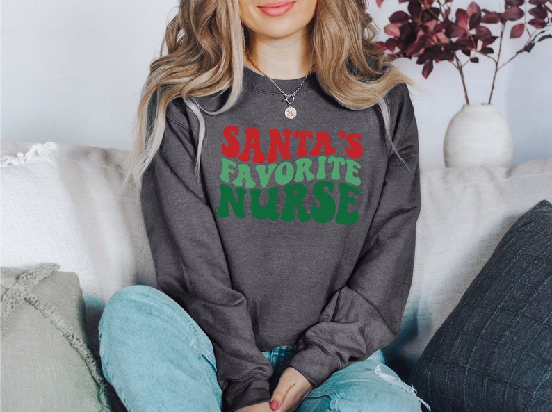 Santa Favorite Nurse, Christmas nurse tee, holiday nurse shirt, Nurse Shirt, Nurse Holiday Gift, Cute Santa Shirt, Retro Santa Shirt image 4