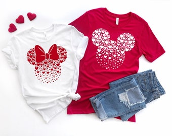 Minnie Mickey Couple Shirts, Valentines Day Gifts, Double Hearts Love Shirts, Valentines Day Shirts, Couples Shirts