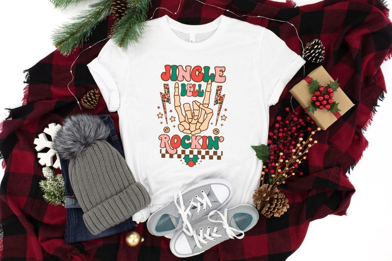Jingle Bell Shirt, Rockin Shirt, Skeleton Christmas, Rock and Roll, Jingle Bell, jingle bell gifts, christmas season tee, Jingle Bell Rock, image 3