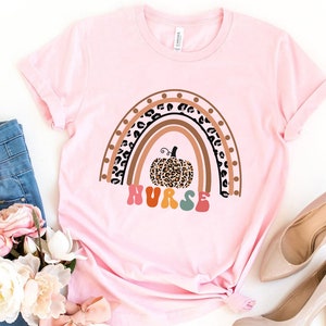 Rainbow nurse shirt, nurse leopard shirt, cute nurse shirt, holiday nurse shirt, Nurse Shirt, Nursing shirts, RN shirt, Cheetah Pumpkin image 4