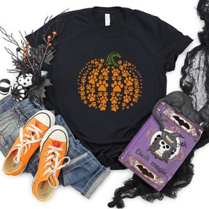 paw pumpkin shirt, paw print shirt, pumpkin dog shirt, dog halloween shirt,retro pumpkin, Halloween Shirt, Halloween Sweatshirt,Thanksgiving image 4