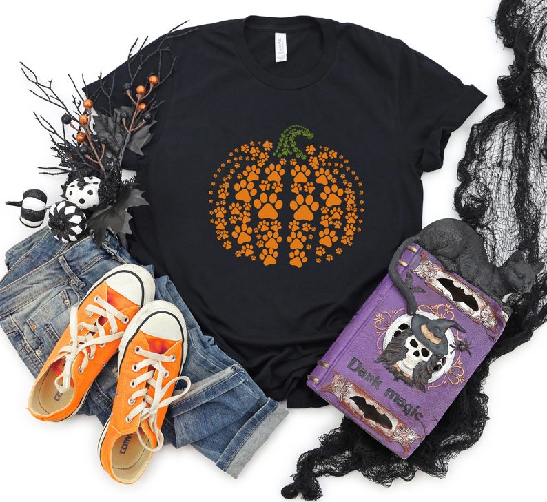 paw pumpkin shirt, paw print shirt, pumpkin dog shirt, dog halloween shirt,retro pumpkin, Halloween Shirt, Halloween Sweatshirt,Thanksgiving image 4