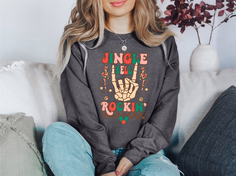 Jingle Bell Shirt, Rockin Shirt, Skeleton Christmas, Rock and Roll, Jingle Bell, jingle bell gifts, christmas season tee, Jingle Bell Rock, image 5