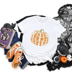 paw pumpkin shirt, paw print shirt, pumpkin dog shirt, dog halloween shirt,retro pumpkin, Halloween Shirt, Halloween Sweatshirt,Thanksgiving image 5