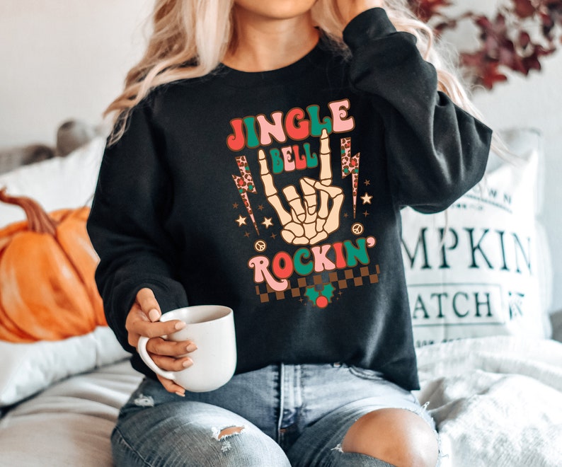 Jingle Bell Shirt, Rockin Shirt, Skeleton Christmas, Rock and Roll, Jingle Bell, jingle bell gifts, christmas season tee, Jingle Bell Rock, image 2