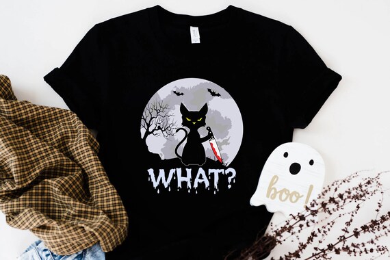 Halloween cat shirt, cute ghost, cat shirt, cat lover shirt, black cat shirt, Black Cat Pumpkin, Witch Cat Shirt, Witch Cat Tee, Car murder