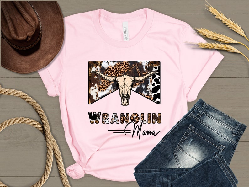 Wranglin Mama shirt,mommy and me outfits, Western Clothes, mama and mini, Country Shirts, Western Graphic Tee, western shirt, cowboy shirt, image 4
