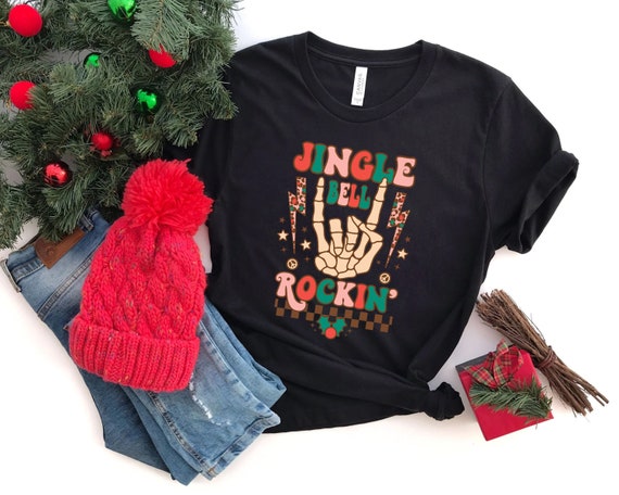 Jingle Bell Shirt, Rockin Shirt, Skeleton Christmas, Rock and Roll, Jingle Bell, jingle bell gifts, christmas season tee, Jingle Bell Rock,