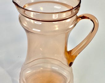 Vintage Dunbar 115 Depression Glass Pitcher Peach Color 48 oz Water/Lemonade/Juicer 9”Tall.