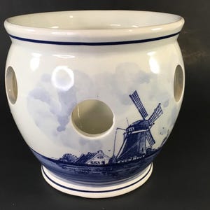 Vintage Delft Blauw Crocus Bowl Planter Bulb Pot | Hand Painted Holland Pottery