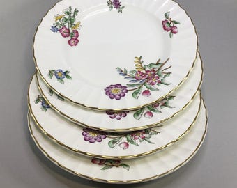 Set Of Four Royal Worcester Circa 1780 Mandalay Z2142 Bone China Bread Butter Plates 8" Wide