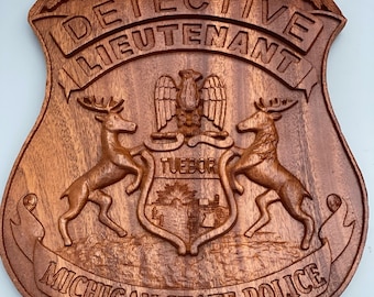 3D Wood Carved Custom Badge Plaque - Police, Firefighter, Military