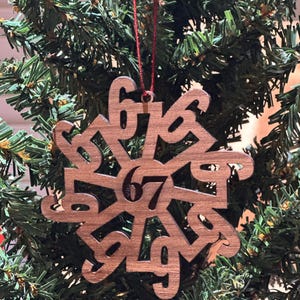 67 Ornament – Funny Meme Holiday Decor, Laser Cut Snowflake, Trendy Christmas Tree Ornament