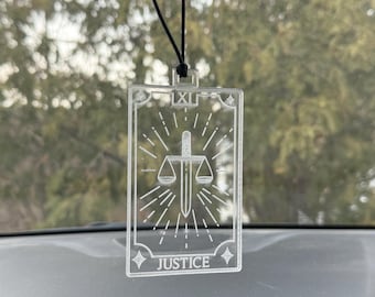 Tarot Card Car Charm – Major Arcana Engraved Acrylic Rearview Mirror Hanger
