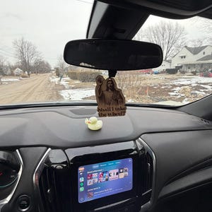 Funny Jesus Take the Wheel Birch Wood Car Charm, Rearview Mirror Decor image 5