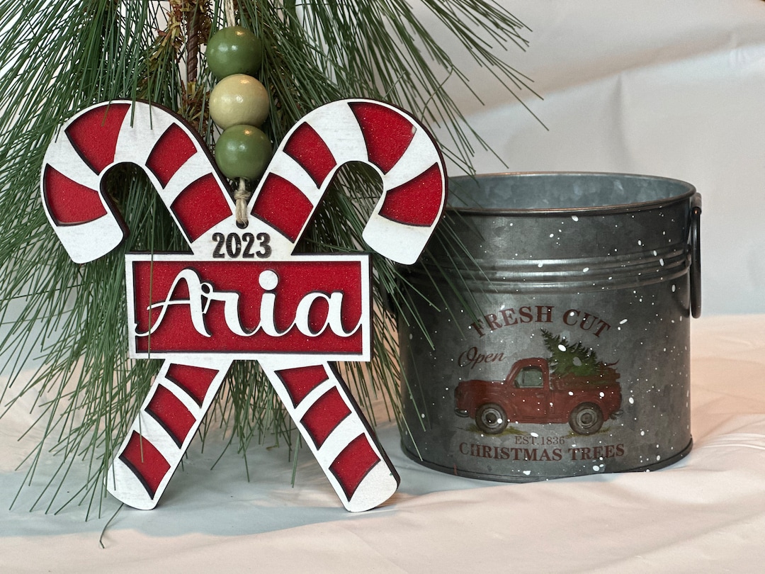 Customizable Candy Cane Ornament SVG File, Laser Cut Christmas ...