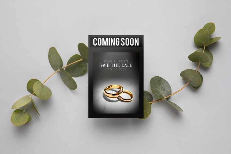 Printable Editable Template CATE Movie Poster Save the Date for Wedding Template Movie Teaser Poster Save the Date
