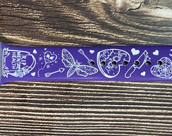 Creepy Cute Goth Apple Watch Band, Engraved Tie Dye Silicone Strap