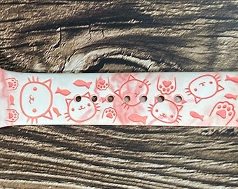 Smart Watch Band for Series 1 2 3 4 5 6 7 8 9 & SE, Kitty Cat Engraved Silicone Tie Dye Watch Strap 38mm 40mm 42mm 44mm