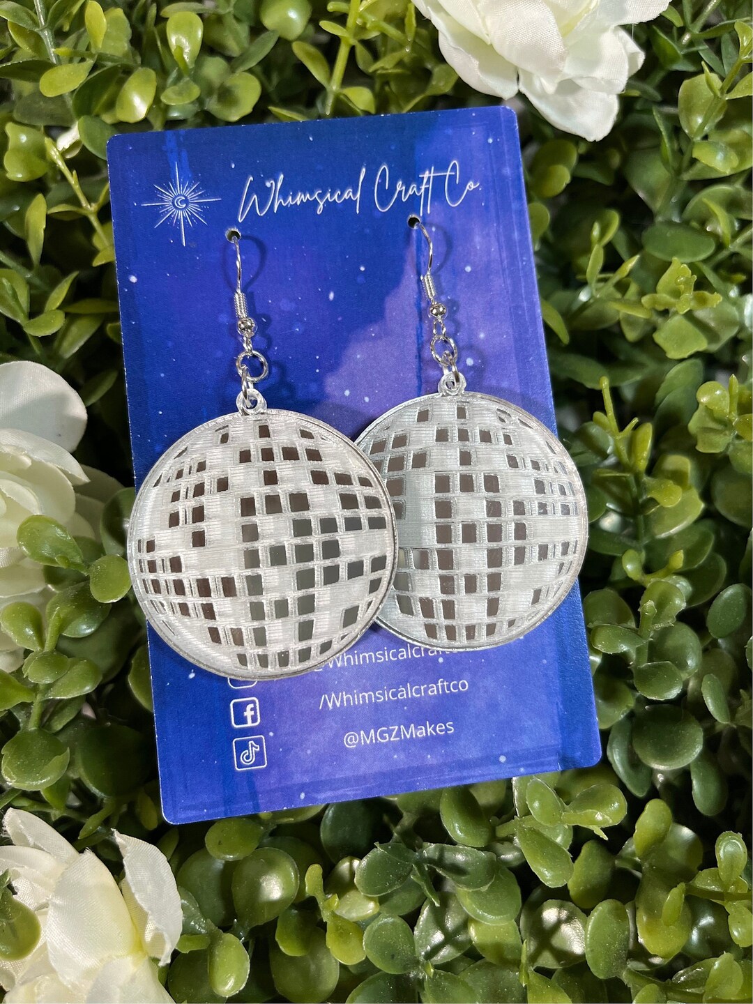 Custom Mirror Acrylic Disco Ball Earrings Mirror Ball Earrings Disco