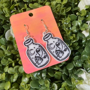 Halloween Spooky Ghosty in a Bottle Earrings Halloween Earrings Phantom Earrings Ghost Earrings Spooky Jewelry Paranormal ghost hunting