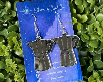 Moka Pot Coffee Brewing Earrings - Made in Miami - Barista Cafe Earrings - Cuban Coffee Earrings - Cafecito Earrings - Kitsch Jewelry
