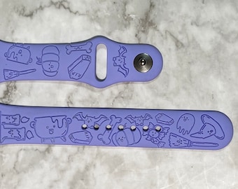 Smart Watch Band for Series 1 2 3 4 5 6 7 8 9 & SE, A Witchy Good Time Halloween Engraved Silicone Tie Dye Watch Strap 38mm 40mm 42mm 44mm