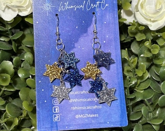 Star of David Glitter Cluster Earrings: Hanukkah Jewelry