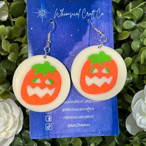 Halloween Pumpkin Sugar Cookie Earrings - Halloween Earrings - Halloween Baking Earrings  Jack-O-Lantern Earrings - Pillsbury cookie Jewelry