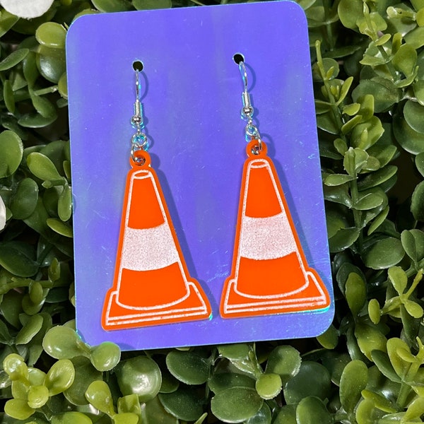 Traffic Cone Safety Kitsch Earrings - Florescent Safety Earrings - Car Earrings - Safety Cone Earrings - Drag Jewelry - Kitsch Jewelry