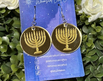 Gold Acrylic Hanukkah Earrings: Festive Gelt Coin Jewelry
