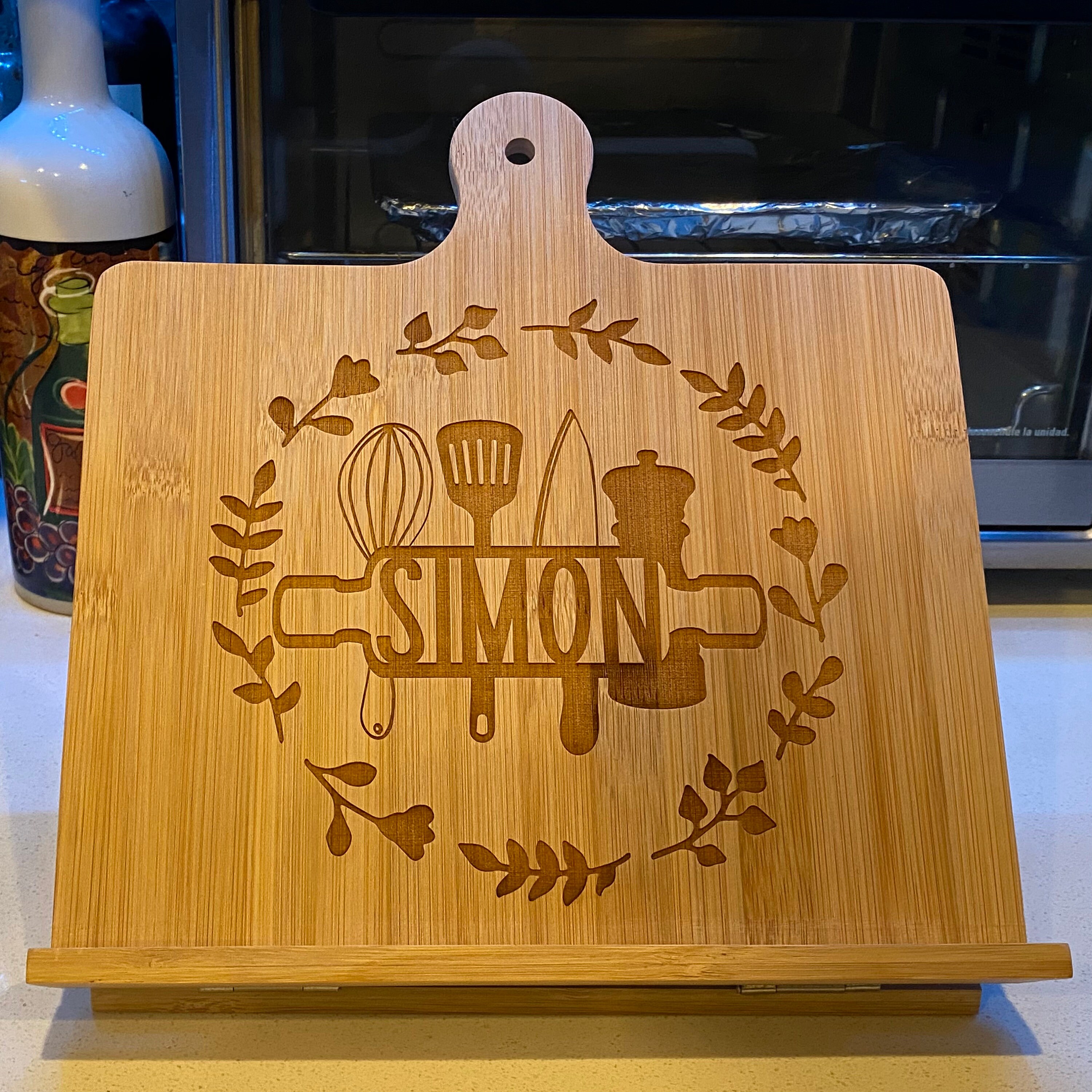 Support De Livre De Recettes En Bois Vintage - 21,5x16,5x12,5 Cm, Mains Libres, Pour Cuisine, Tablette, Magazines