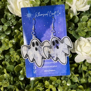 Halloween Marble Phantom Ghosts Earrings - Spooky Earrings - Phantom Earrings - Halloween Earrings - Spooky Jewelry - Paranormal Earrings