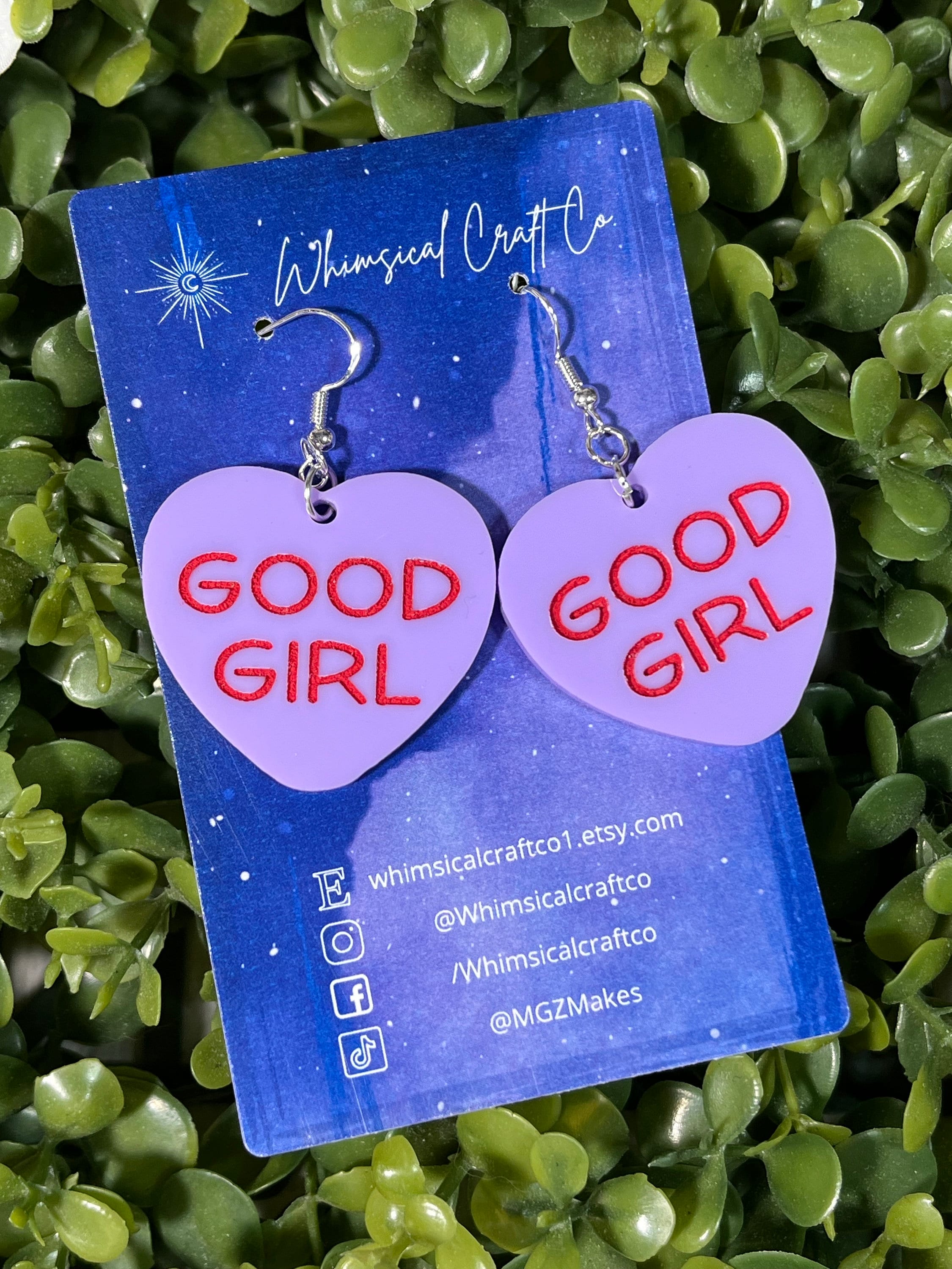 Good Girl Snarky Conversation Heart Earrings - Valentines Day Sweetheart Candy Earrings - valentines Jewelry - Acrylic Candy Heart Earring
