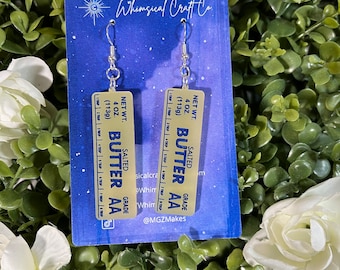 Stick of Salted Butter baking Earrings - Baker Chef Earrings - Food Earrings - Butter Earrings - Food Jewelry - Kitsch Jewelry