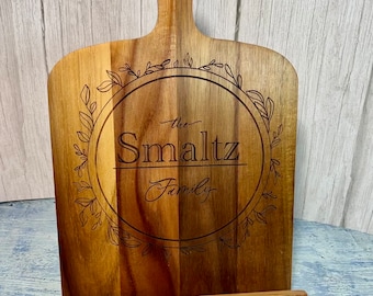 Personalized Wooden Recipe Book Holder, Wood Cookbook Stand, Custom Kitchen Tablet Stand, Mother’s Day Decor Gift Nature leaf Family Tree