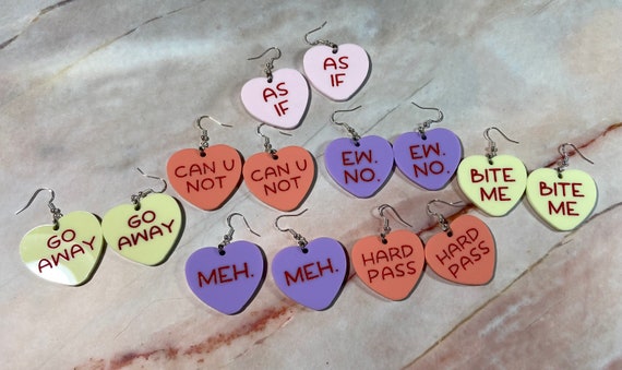Conversation Heart Earrings Valentines Day