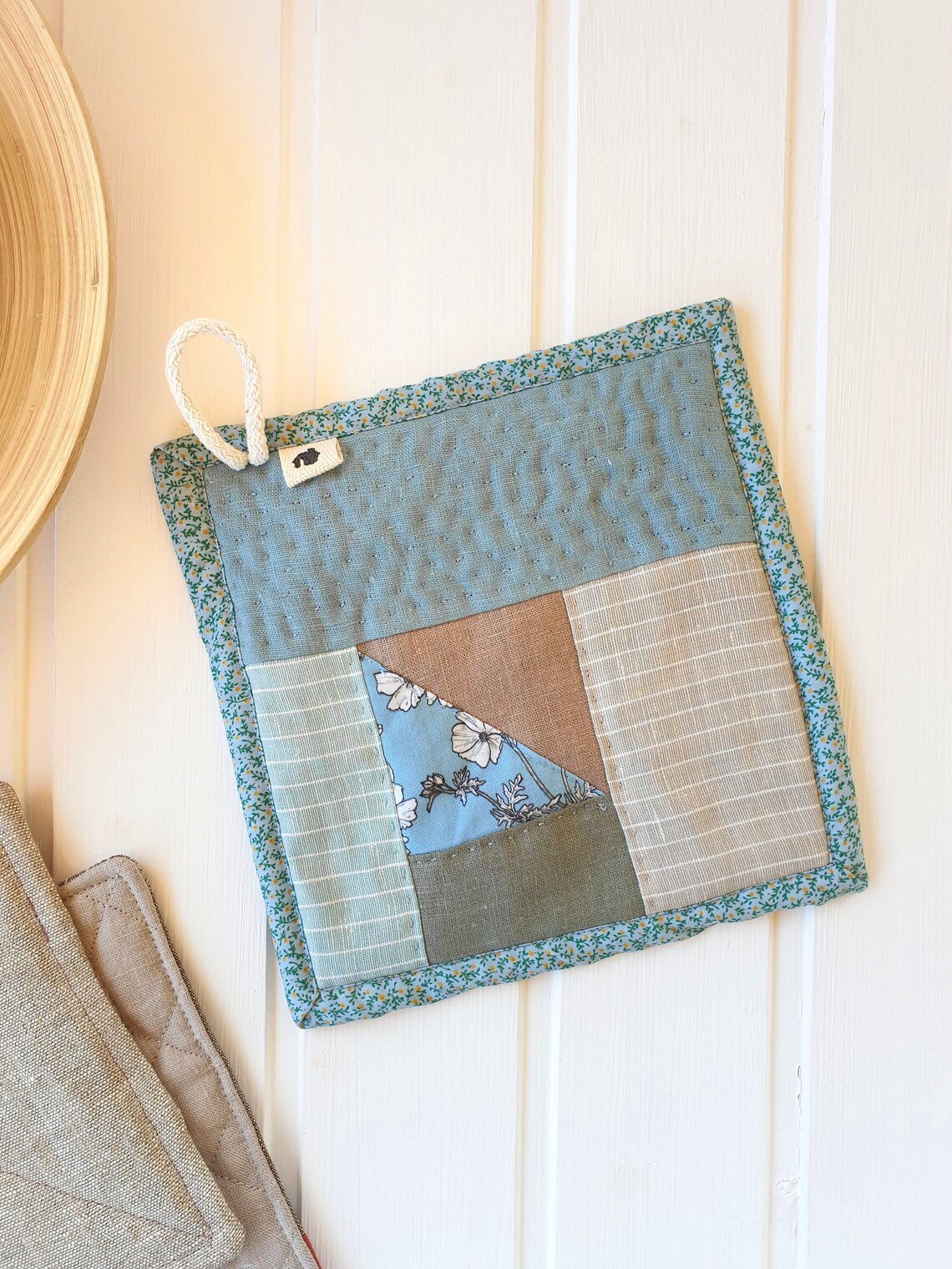 Blaue Leinen Topfhalter. Topflappen im Seestil. Plastikfreie | Etsy